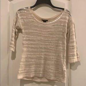H&M knit metallic sweater, 3/4 length sleeve